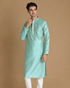 Pastel Blue Self Design Kurta Pajama image number 1